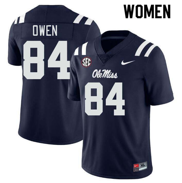 Women #84 Mac Owen Ole Miss Rebels College Football Jerseys Stitched-Navy